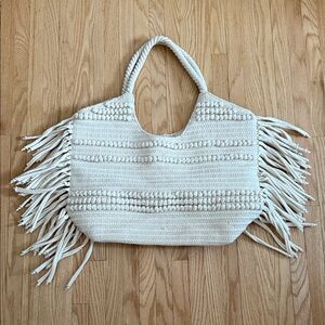 H&M Cream Fringe Tote Bag